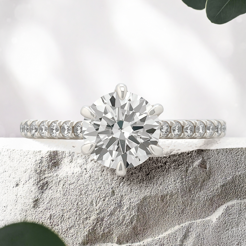 Lucce Azalea Pavé Round Lab Diamond 1.26ct D VVS2 Ex GIA Platinum