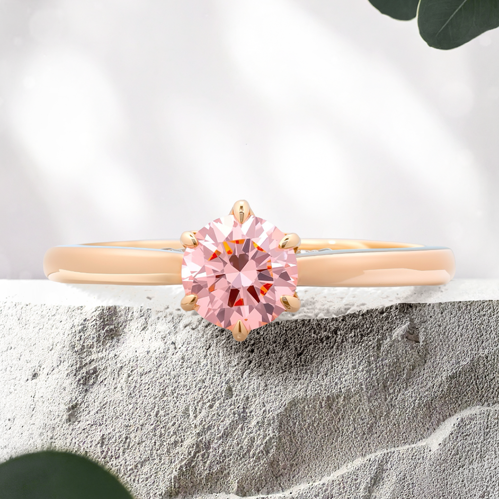 Lucce Azalea Round Rosé Lab Diamond 0.67ct Fancy Intense Pink VVS2 Id IGI 18K Rose Gold