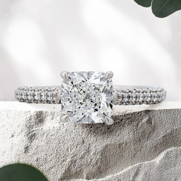 Lucce Azalea Luxe Cushion Lab Diamond 1.58ct D VVS2 Id IGI Platinum