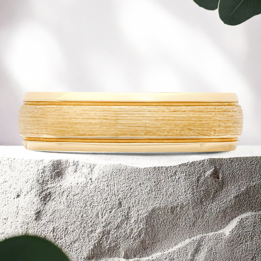 Load image into Gallery viewer, LUCCE ABBRACCIO™ Brushed 6mm 14K Yellow Gold
