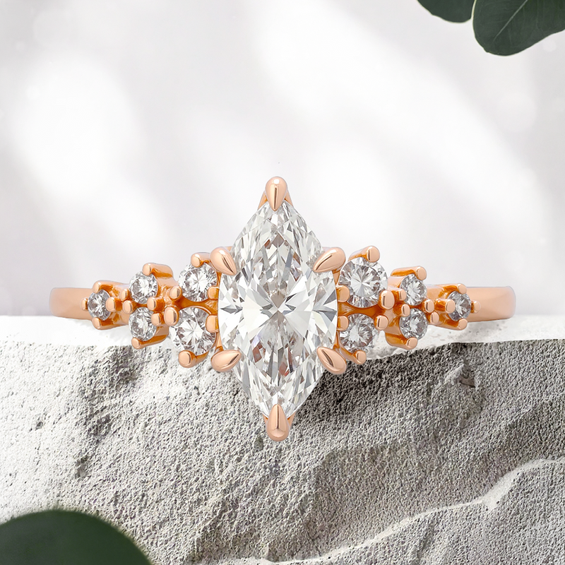 Lucce Ellia Marquise Lab Diamond 0.76ct D VVS2 Ex IGI 14K Rose Gold