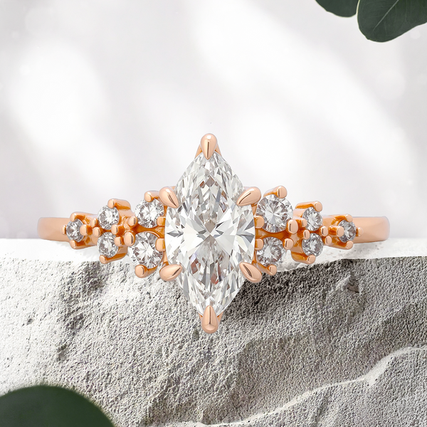 Lucce Ellia Marquise Lab Diamond 0.76ct D VVS2 Ex IGI 14K Rose Gold