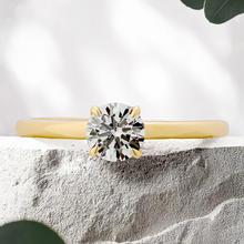 Load image into Gallery viewer, Lucce Lucia Halo Round Lab Diamond 0.51ct D VVS2 Id IGI 14K Yellow Gold
