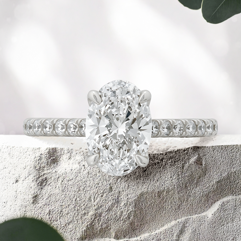 Lucce Azalea Pavé Oval Lab Diamond 1.53ct E VVS2 Ex IGI Platinum
