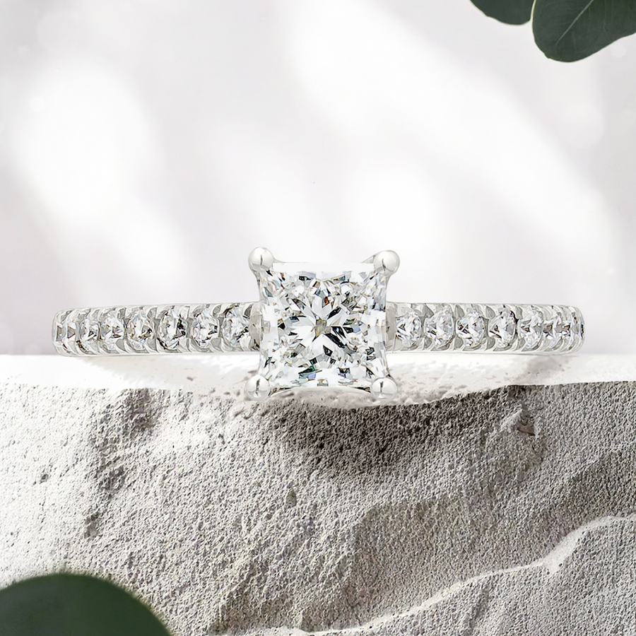 Load image into Gallery viewer, LUCCE FIRENZE™ Pavé Princess Natural Diamond 0.50ct F VS1 Ex GIA Platinum
