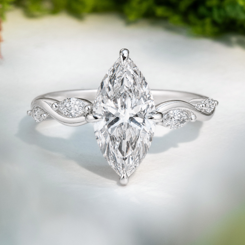 LUCCE CONSTANCE™ Viello Marquise Lab Diamond 2.01ct F VS1 IGI 14K White Gold