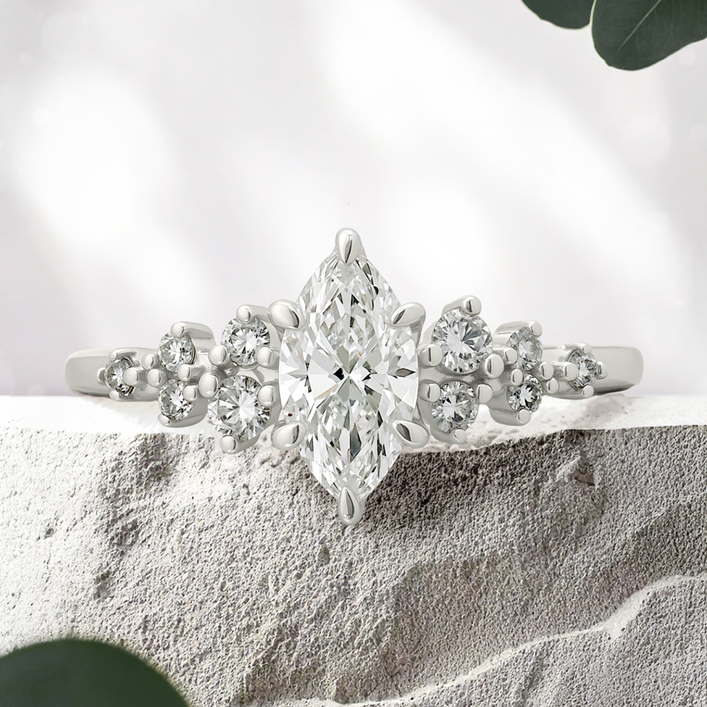 Lucce Ellia Marquise Lab Diamond 0.52ct D VVS2 IGI 14K White Gold