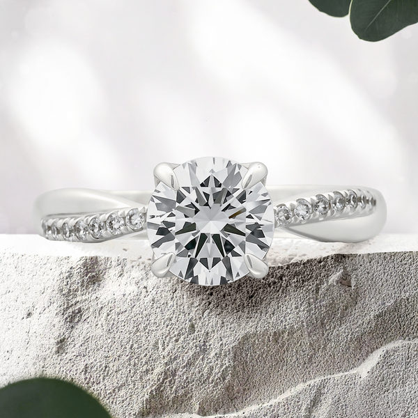 LUCCE FIORE™ Round Lab Diamond 1.06ct E VVS2 Id IGI 14K White Gold