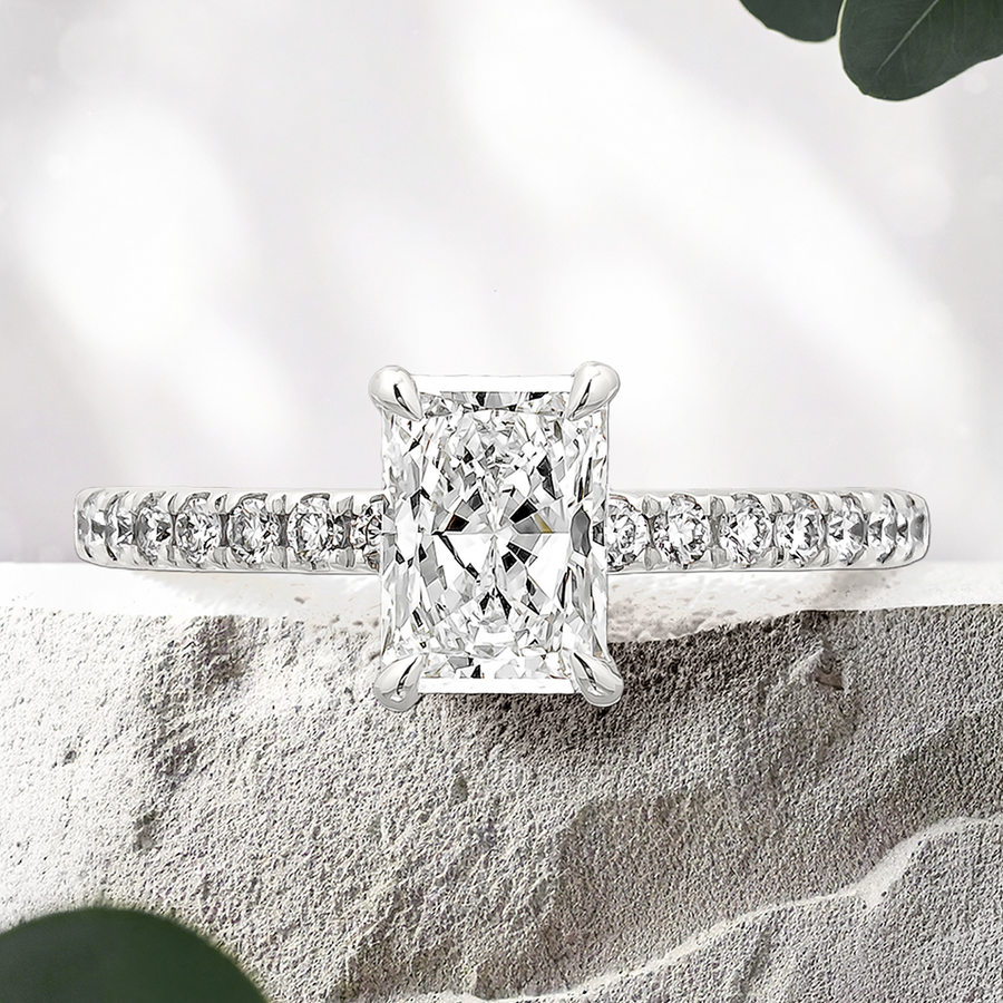 Load image into Gallery viewer, LUCCE VERONA™ Pave Radiant Natural Diamond 1.00ct H VS2 GIA 18K White Gold
