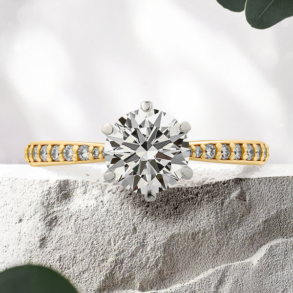 Lucce Angela Pavé Round Lab Diamond 1.09ct D VVS2 Id IGI 18K Yellow Gold and Platinum Prongs