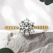 LUCCE ANGELA™ Pavé Round Lab Diamond 1.08ct D VVS2 Id IGI 14K Yellow Gold and Platinum Prongs