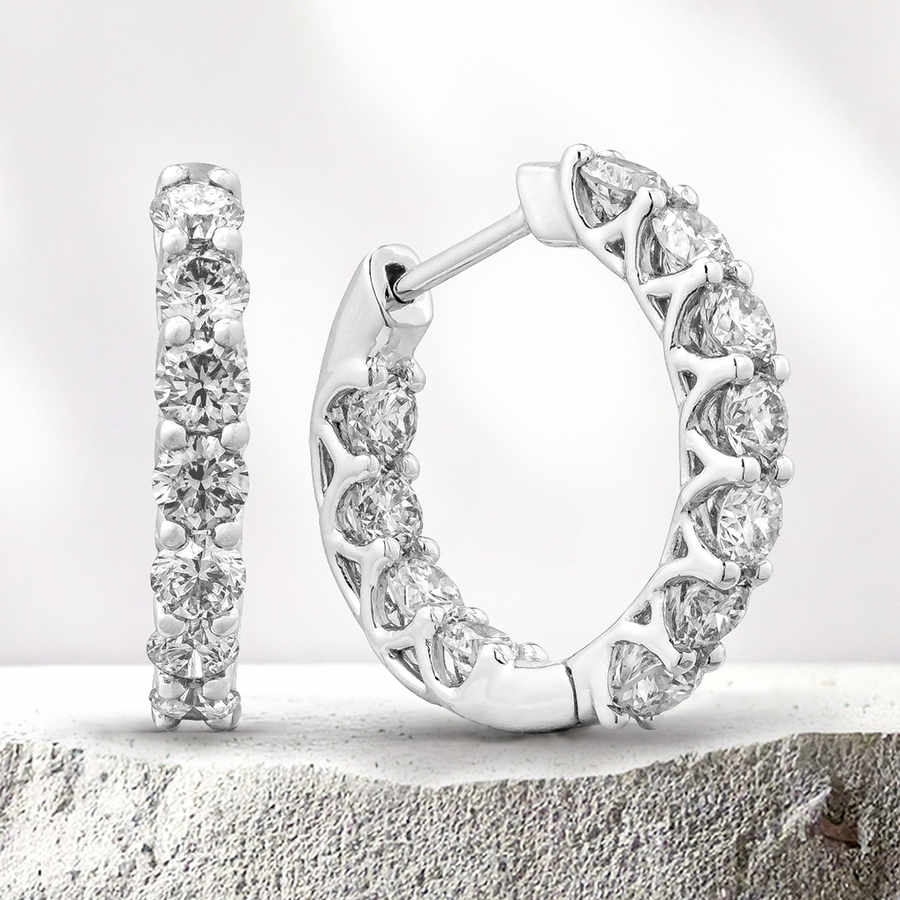 Load image into Gallery viewer, LUCCE RIVERA™ Eternity Hoop Earrings 2.20ctw Lab Diamond Platinum

