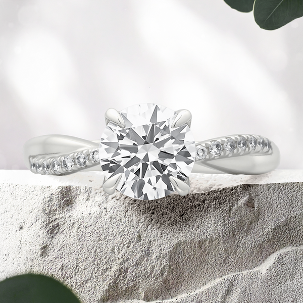 Lucce Fiore Round 1.04ct D VVS2 Id IGI 14K White Gold