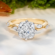 LUCCE CONSTANCE™ Cushion 3.03ct Lab Diamond D VS1 Ex IGI 18K Yellow Gold and Platinum Prong