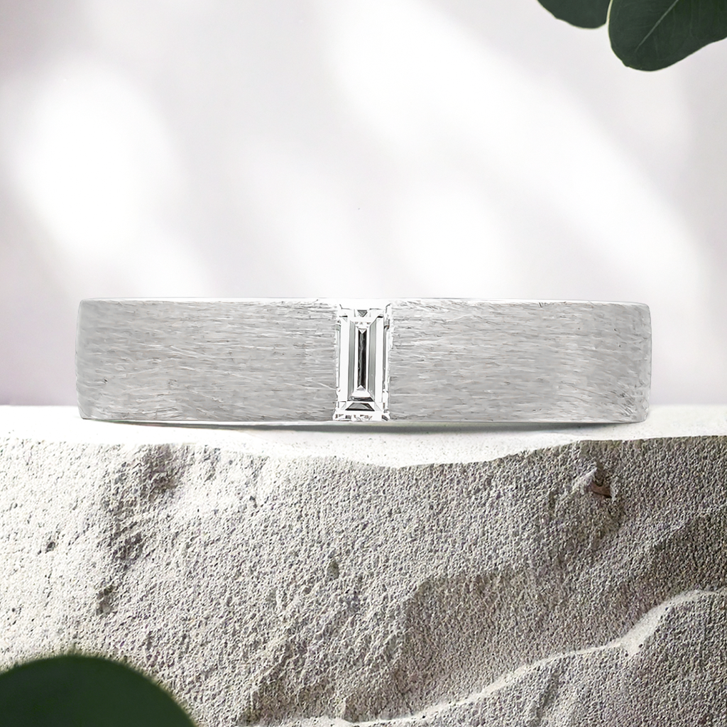 Retto Brushed 4mm 0.40ct Lab Diamond Platinum