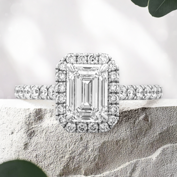 Lucce Montevalle Emerald Lab Diamond 1.09ct D VVS2 Ex IGI 14K White Gold