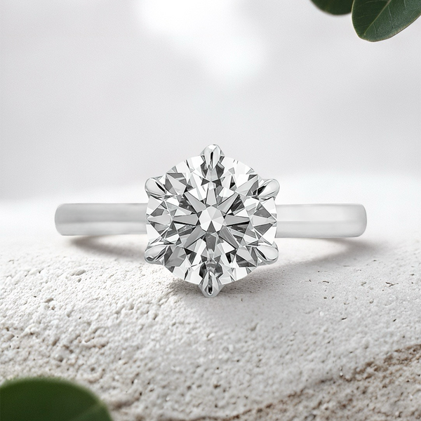 Lucce Azalea Round Lab Diamond 1.51ct E VVS2 Ex GIA 18K White Gold