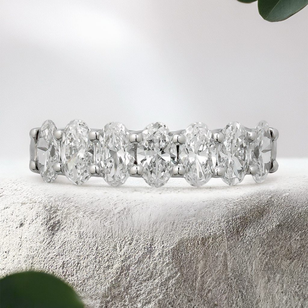 Load image into Gallery viewer, LUCCE RIVERA™ 7-Stone Oval 1.26ctw Lab Diamond 18K White Gold
