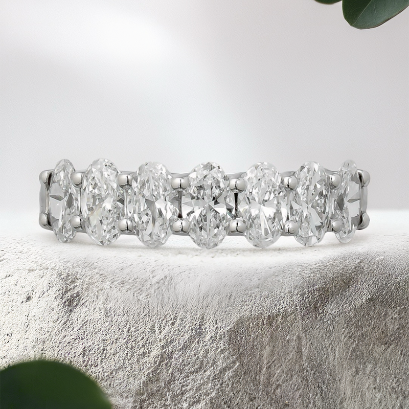 Lucce Rivera 7-Stone Oval 1.26ctw Lab Diamond 18K White Gold