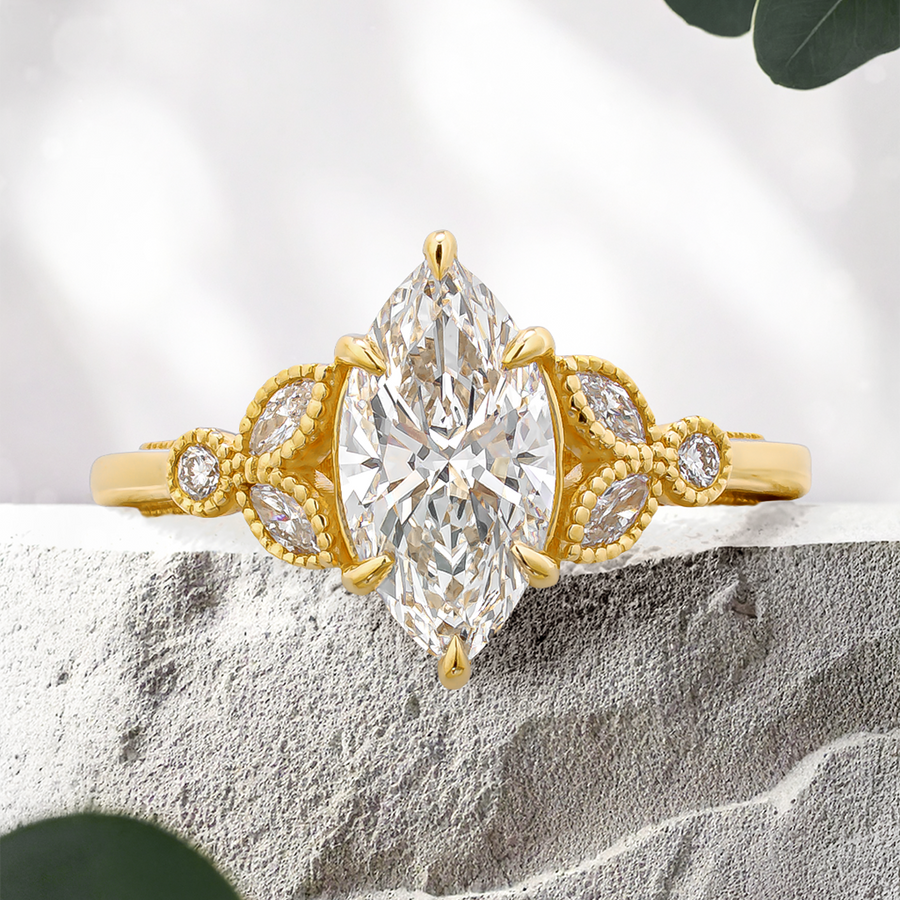 Load image into Gallery viewer, LUCCE STELLA™ Marquise Lab Diamond 1.28ct E VVS2 IGI 18K Yellow Gold
