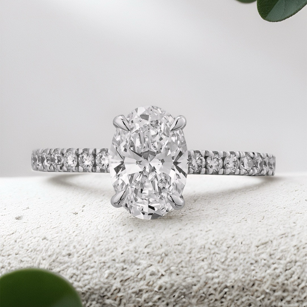 Lucce Azalea Pavé Oval Lab Diamond 1.53ct E VVS2 Ex IGI Platinum