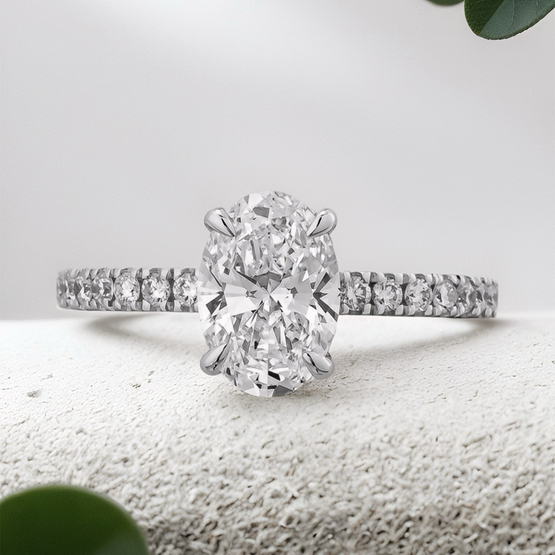 Lucce Azalea Pavé Oval Lab Diamond 1.53ct E VVS2 Ex IGI Platinum