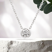 LUCCE CARLA™ Round Necklace Natural Diamond 0.30ct D VS1 Ex GIA Platinum
