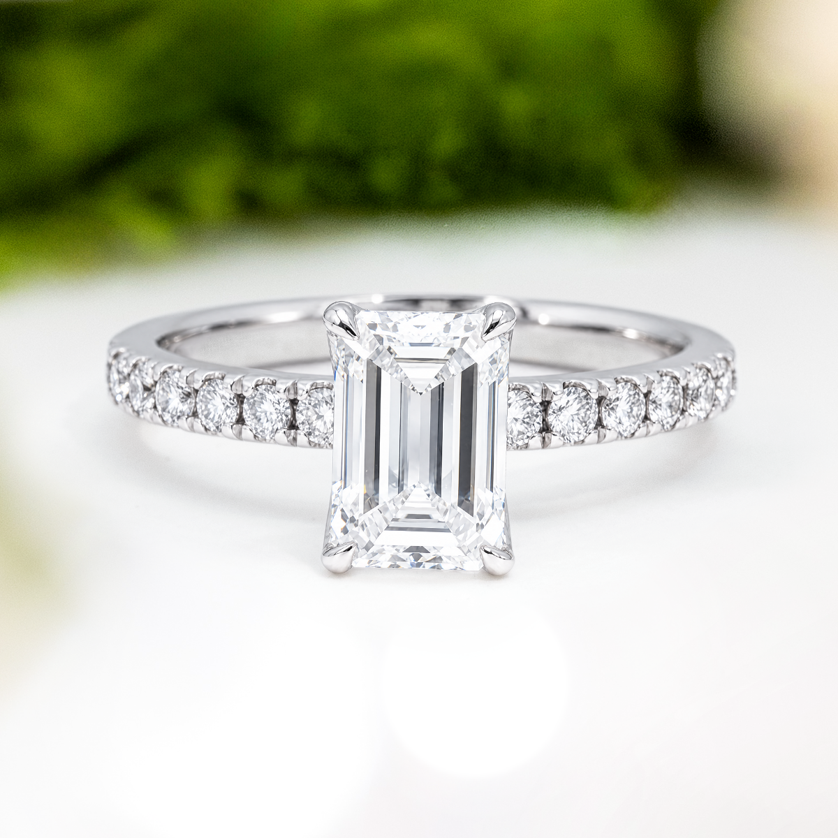 Load image into Gallery viewer, LUCCE LUCIA™ Pavé Emerald Lab Diamond 1.50ct D VVS2 Ex IGI 18K White Gold
