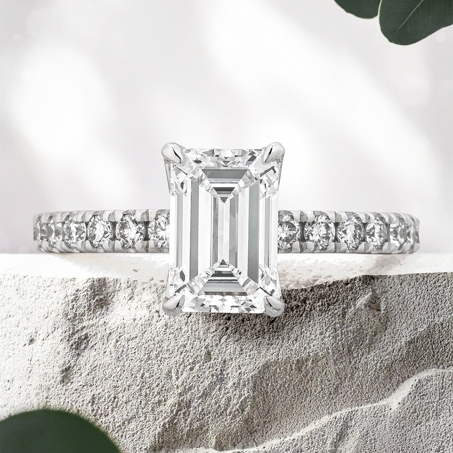 Load image into Gallery viewer, LUCCE LUCIA™ Pavé Emerald Lab Diamond 1.50ct D VVS2 Ex IGI 18K White Gold
