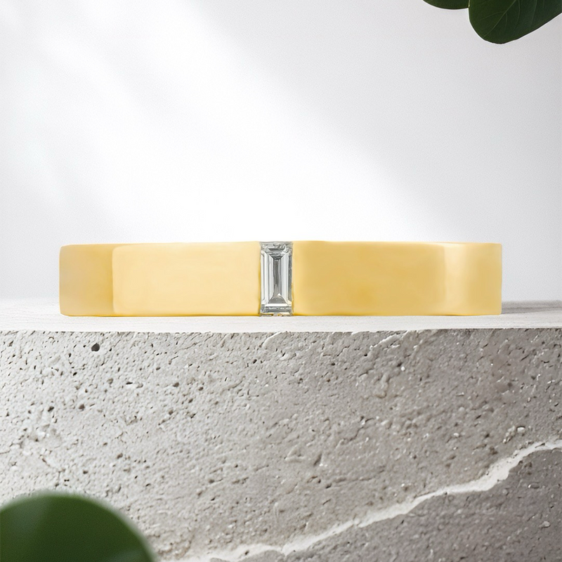 Lucce Retto Polished 3mm 0.24ct Natural Diamond 18K Yellow Gold