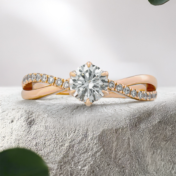 LUCCE FIORE™ Sei Round Lab Diamond 0.53ct D VS1 Id IGI 14K Rose Gold