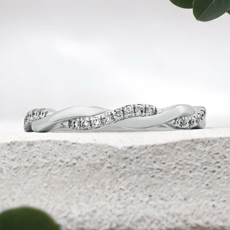 Lucce Fiore Band Half Eternity 0.15ctw Natural Diamond 18K White Gold
