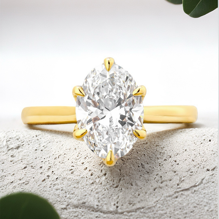 Load image into Gallery viewer, LUCCE AZALEA™ Oval 6-prongs Lab Diamond 2.00ct E VVS2 IGI 18K Yellow Gold
