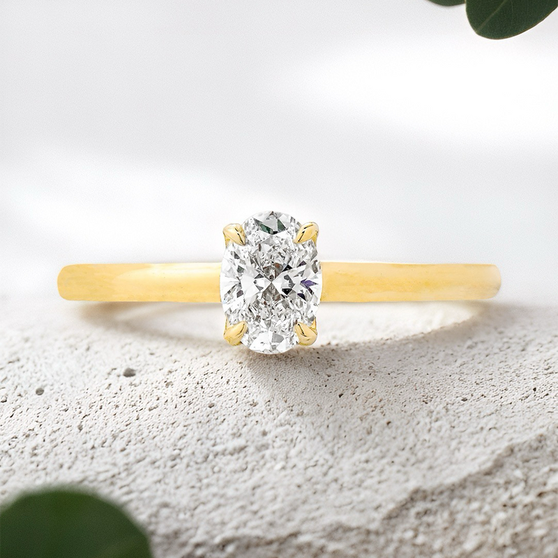 Lucce Lucia Oval Lab Diamond 0.57ct D VVS2 IGI 14K Yellow Gold