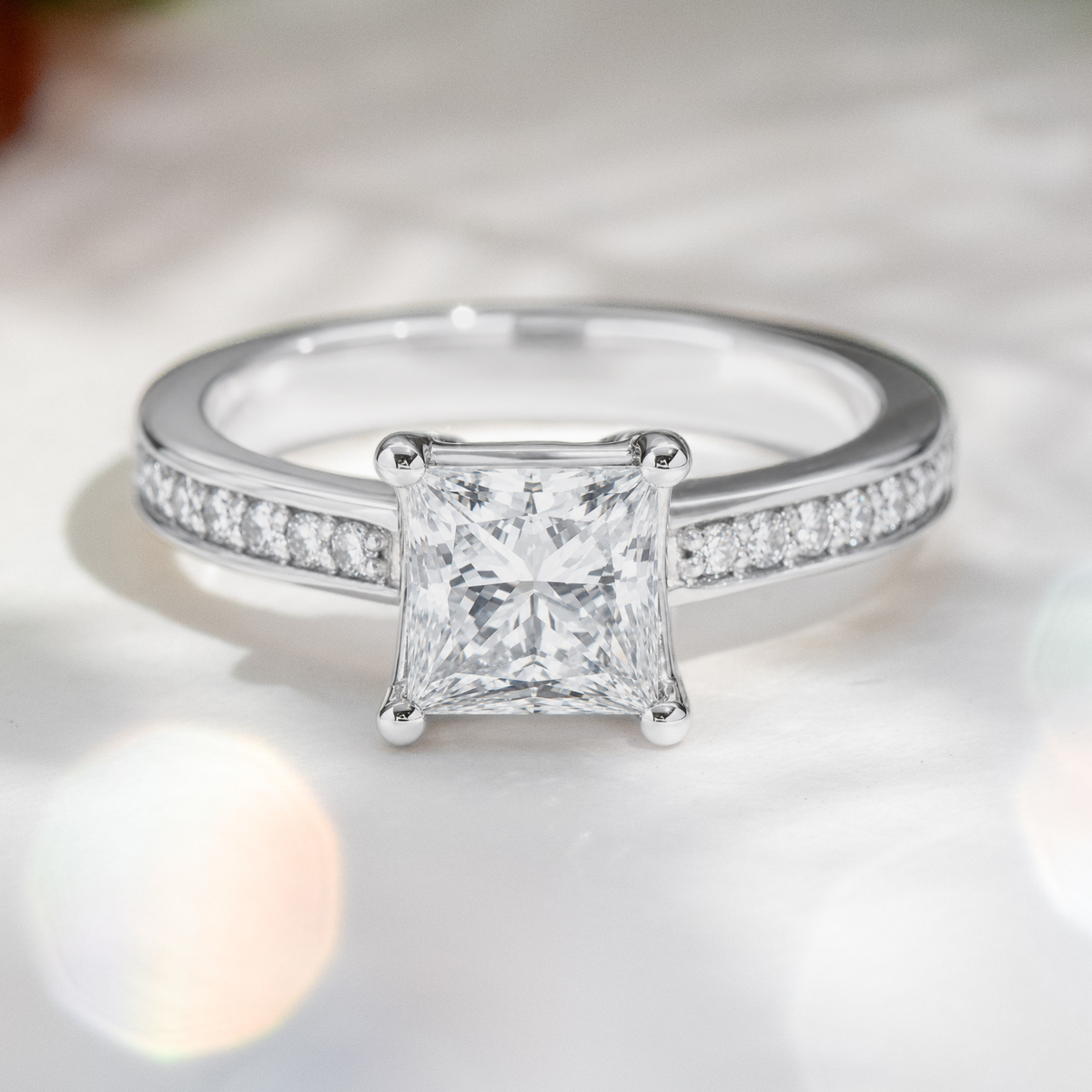 Load image into Gallery viewer, LUCCE KAELA™ Princess Lab Diamond 1.06ct E VVS2 IGI 14K White Gold
