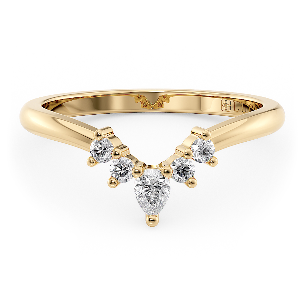 Load image into Gallery viewer, LUCCE Contoured with Round and Pear Diamonds in Gold or Platinum
