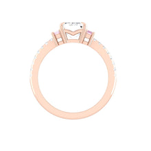 Load image into Gallery viewer, Three stone Pink Diamond Radiant Engagement Ring
