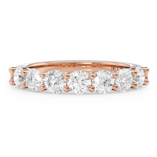 Load image into Gallery viewer, LUCCE Half Eternity Trellis 7-Stone Round Diamond Wedding Ring in Gold or Platinum
