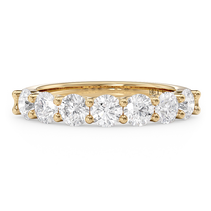 Load image into Gallery viewer, LUCCE Half Eternity Trellis 7-Stone Round Diamond Wedding Ring in Gold or Platinum
