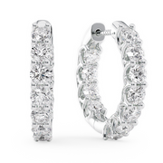 LUCCE RIVERA™ Eternity Hoop Earrings 3.99ctw Lab Diamond 18K White Gold