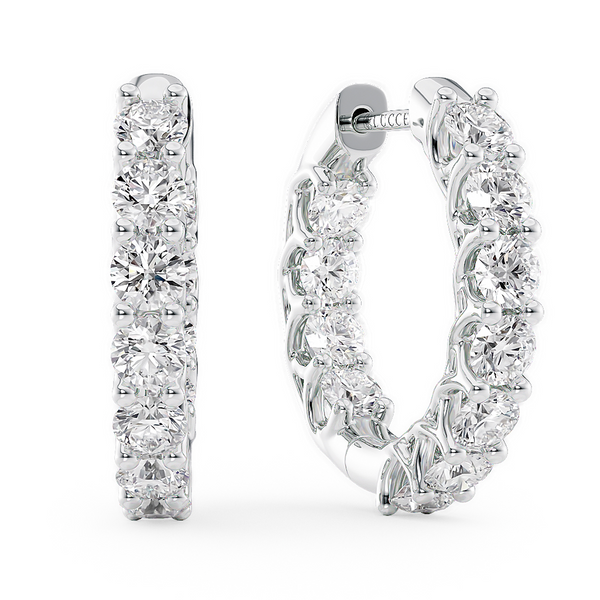 LUCCE RIVERA™ Eternity Hoop Earrings 3.99ctw Lab Diamond 18K White Gold