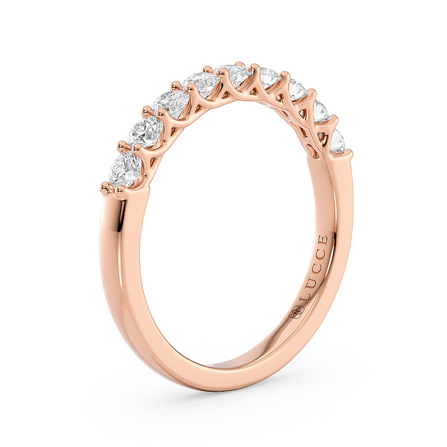 Load image into Gallery viewer, LUCCE Half Eternity Trellis 9-Stone Round Diamond Wedding Ring in Gold or Platinum
