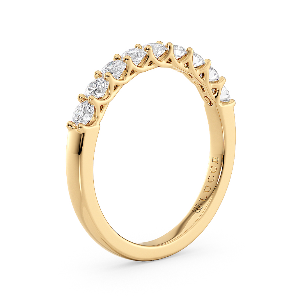 Load image into Gallery viewer, LUCCE Half Eternity Trellis 9-Stone Round Diamond Wedding Ring in Gold or Platinum

