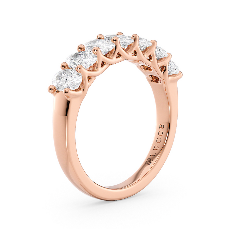 Load image into Gallery viewer, LUCCE Half Eternity Trellis 7-Stone Oval Diamond Wedding Ring in Gold or Platinum
