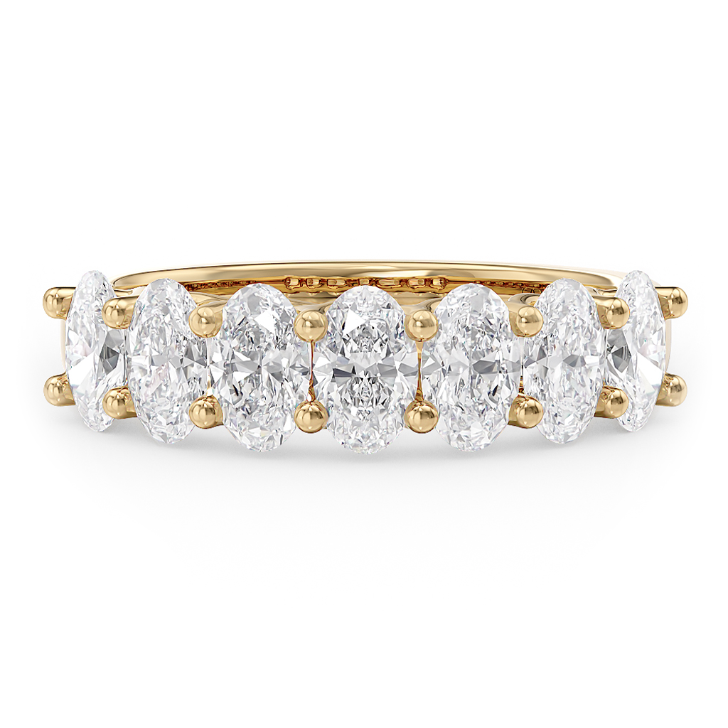Load image into Gallery viewer, LUCCE Half Eternity Trellis 7-Stone Oval Diamond Wedding Ring in Gold or Platinum
