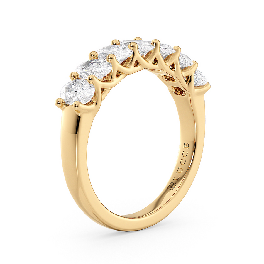 Load image into Gallery viewer, LUCCE Half Eternity Trellis 7-Stone Oval Diamond Wedding Ring in Gold or Platinum
