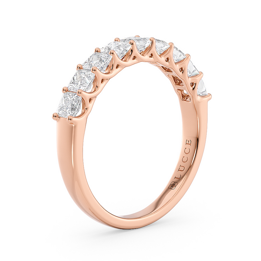 Load image into Gallery viewer, LUCCE Half Eternity Trellis 9-Stone Princess Diamond Wedding Ring in Gold or Platinum
