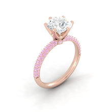 Load image into Gallery viewer, Lab Diamond Engagement Ring with pink diamonds in the band
