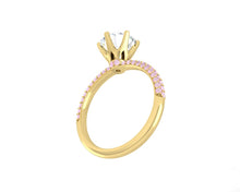 Load image into Gallery viewer, Lab Diamond Engagement Ring with pink diamonds in the band
