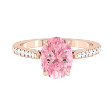 Load image into Gallery viewer, Azalea Pavé Oval Rosé Lab Diamond 1.03ct Fancy Vivid Pink VVS2 Ex IGI 18K Rose Gold
